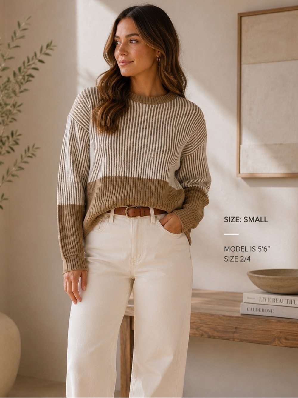 Max Studio Women's Colorblock Ribbed Sweater - Size Small